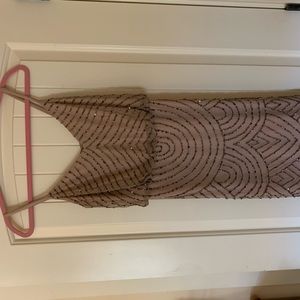 Beaded beige above the knee dress